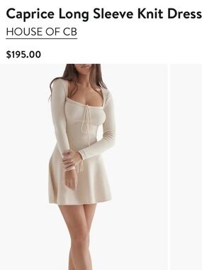 House OF CB Women's Caprice Long Sleeve Knit Dress - Natural - Mini dresses House OF CB Women's Caprice Long Sleeve Knit Dress - Natural - Mini dresses